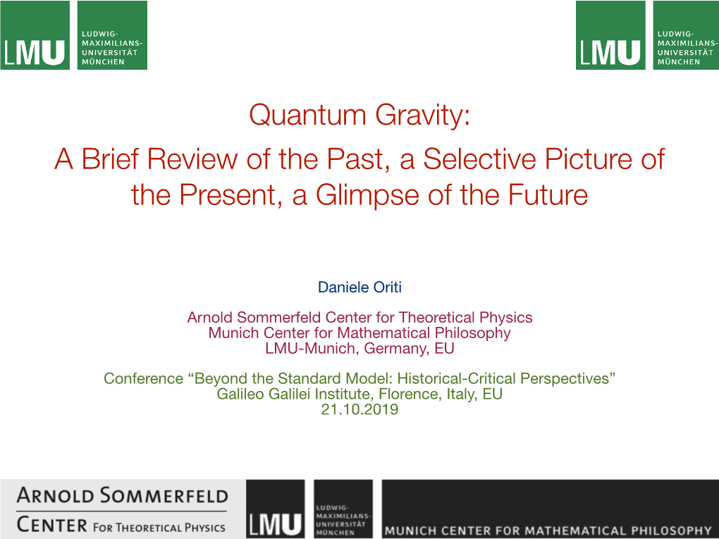 Quantum Gravity: a Brief Review of the Past, a Selective Picture of the Present, a Glimpse of the Future