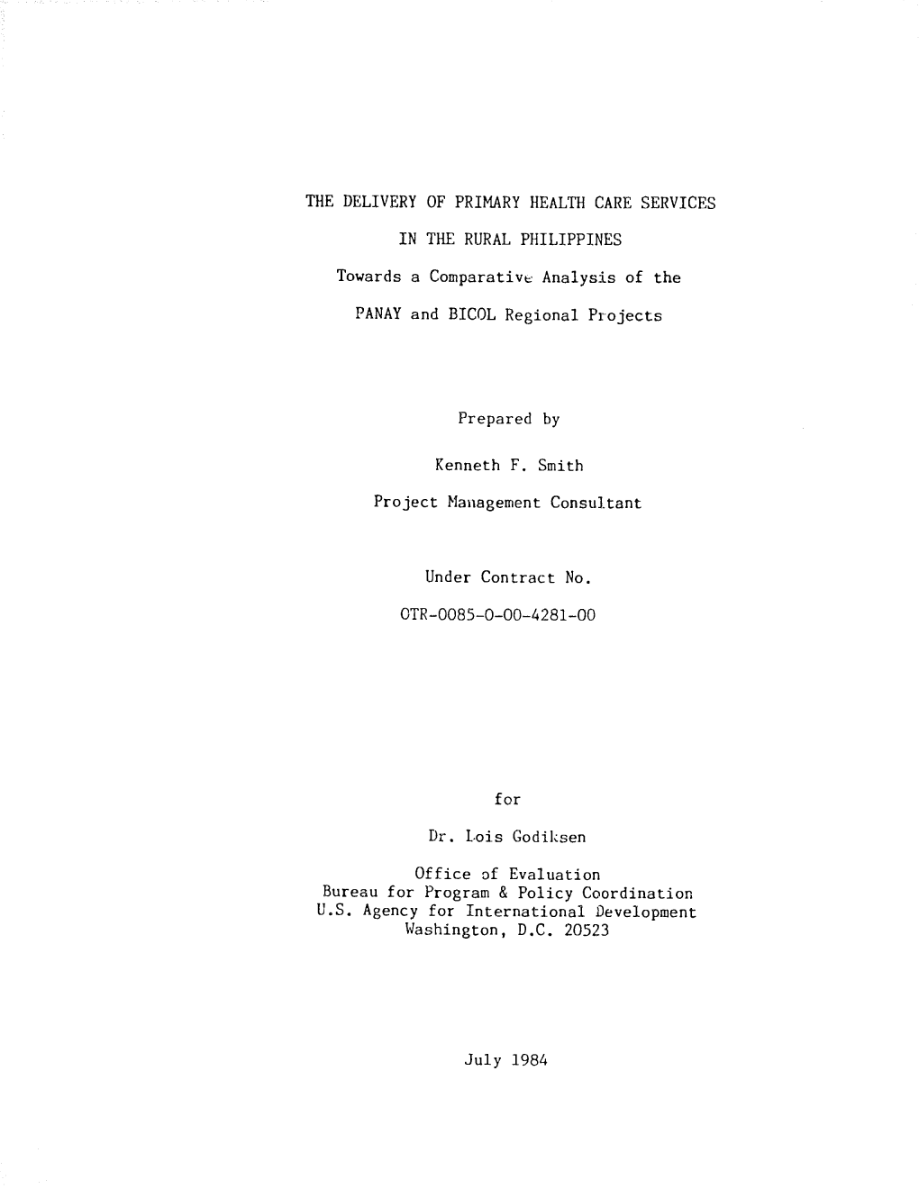 Analysis of the PANAY and BICOL Regi