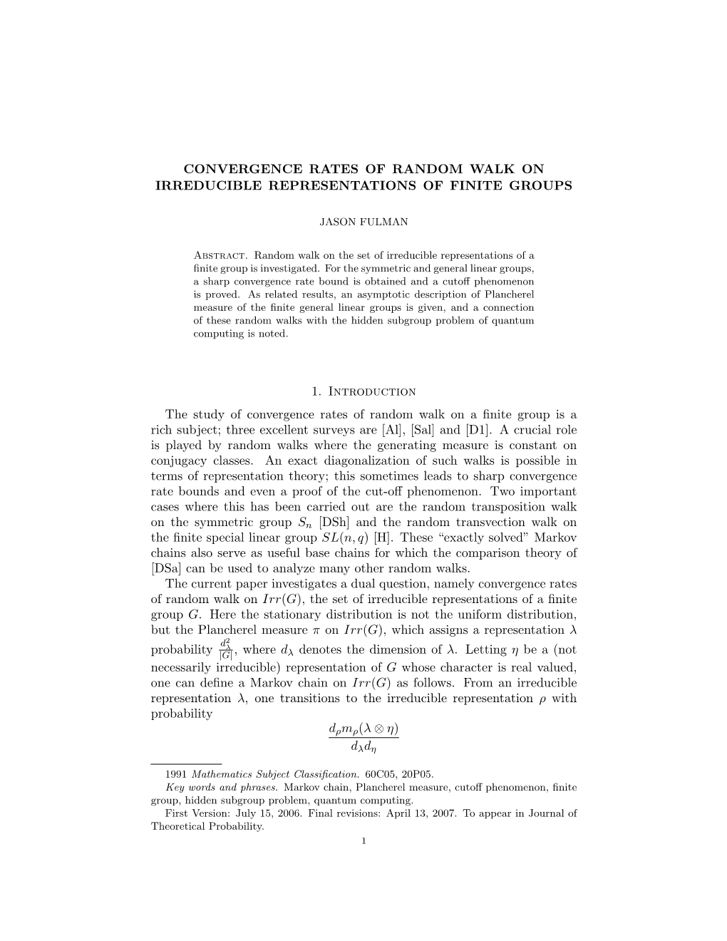 Convergence Rates of Random Walk on Irreducible Representations of Finite Groups