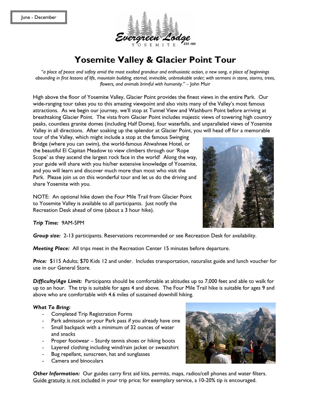 Yosemite Valley & Glacier Point Tour