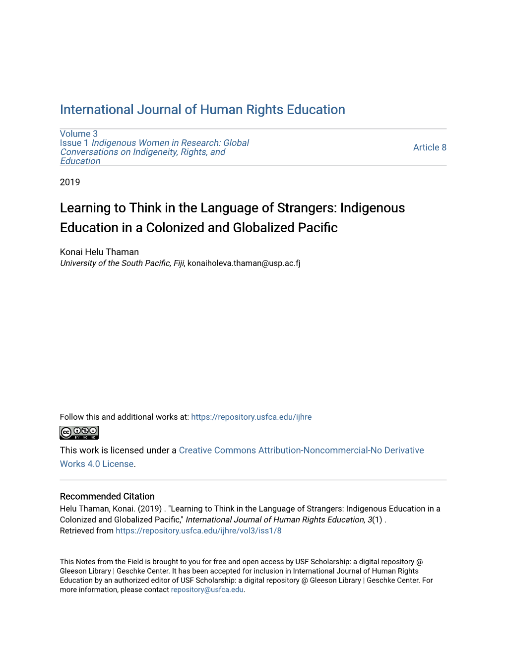 Indigenous Education in a Colonized and Globalized Pacific