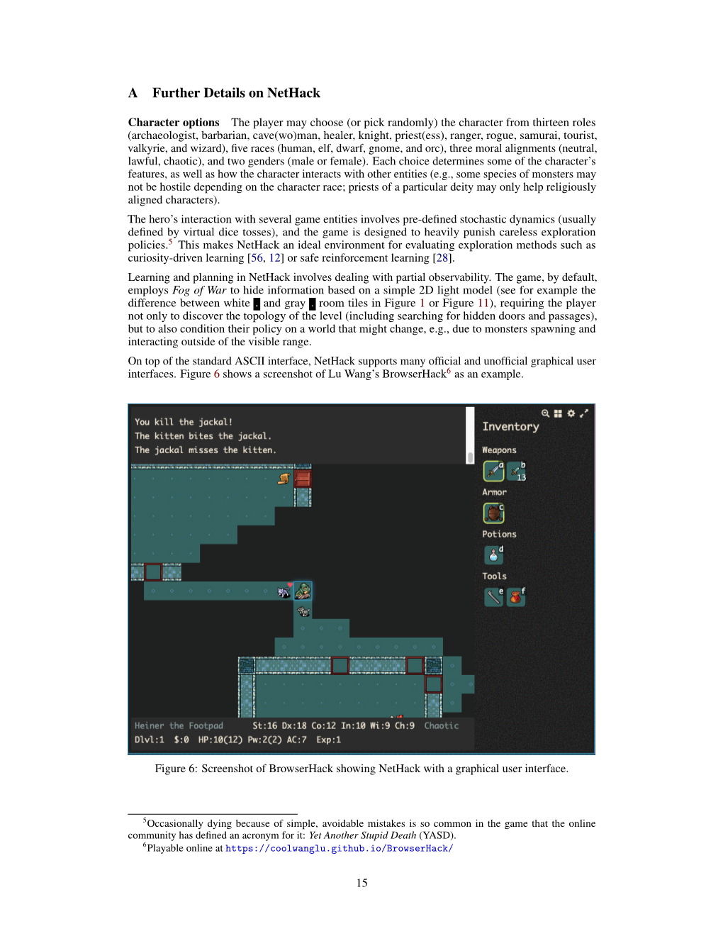 A Further Details on Nethack