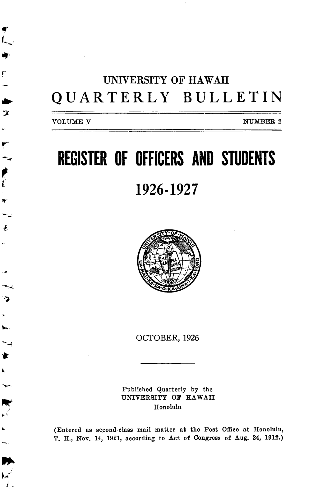 Register of Officers and Students 1926-1927