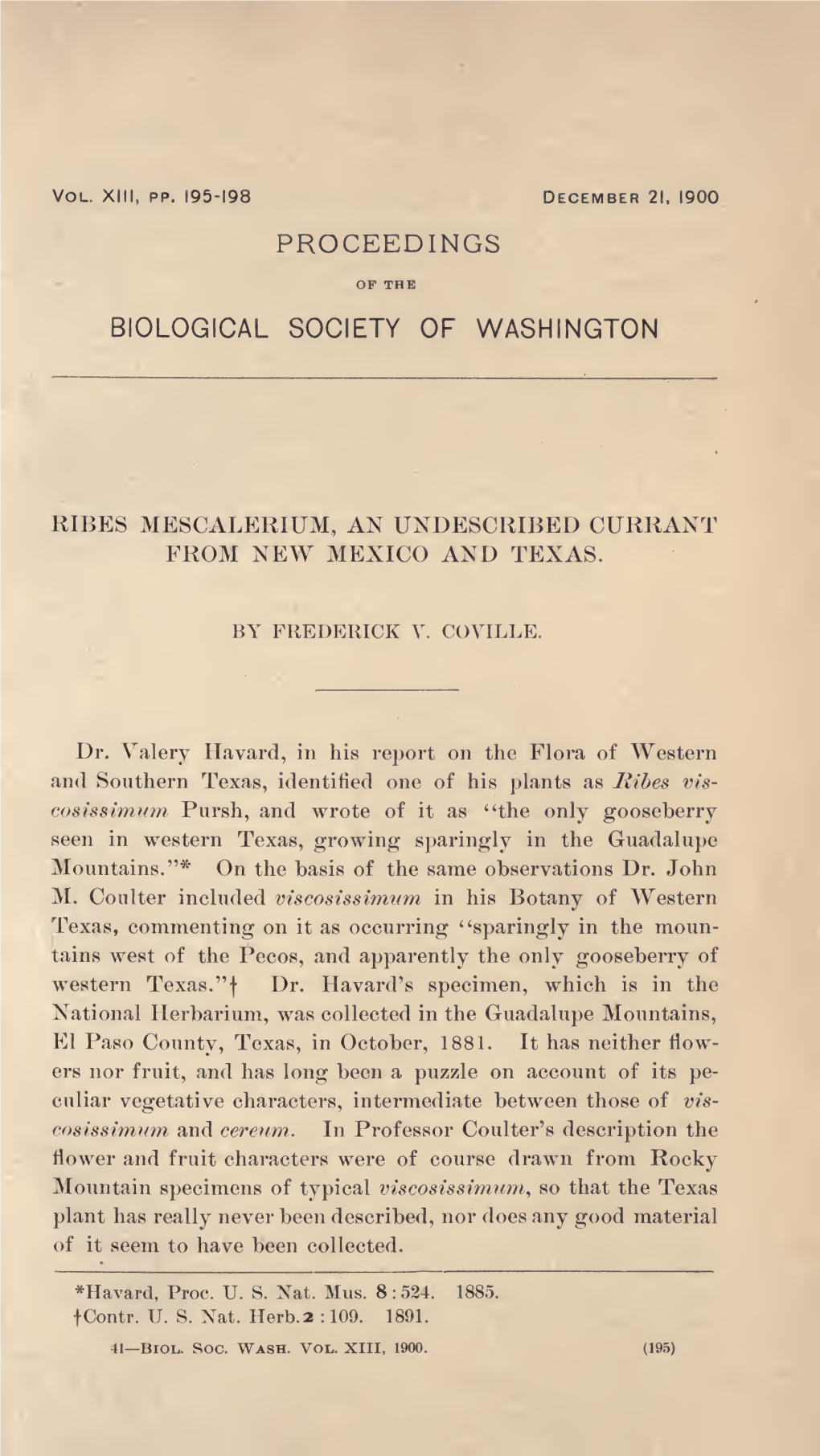 Proceedings of the Biological Society of Washington