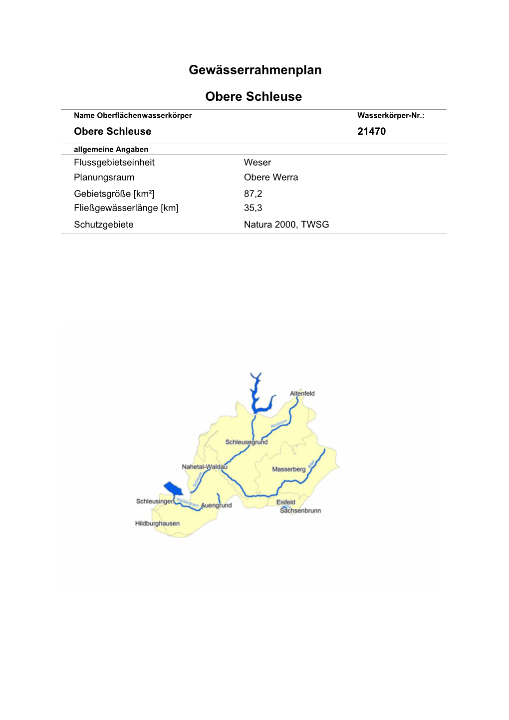 Obere Schleuse Gewässerrahmenplan