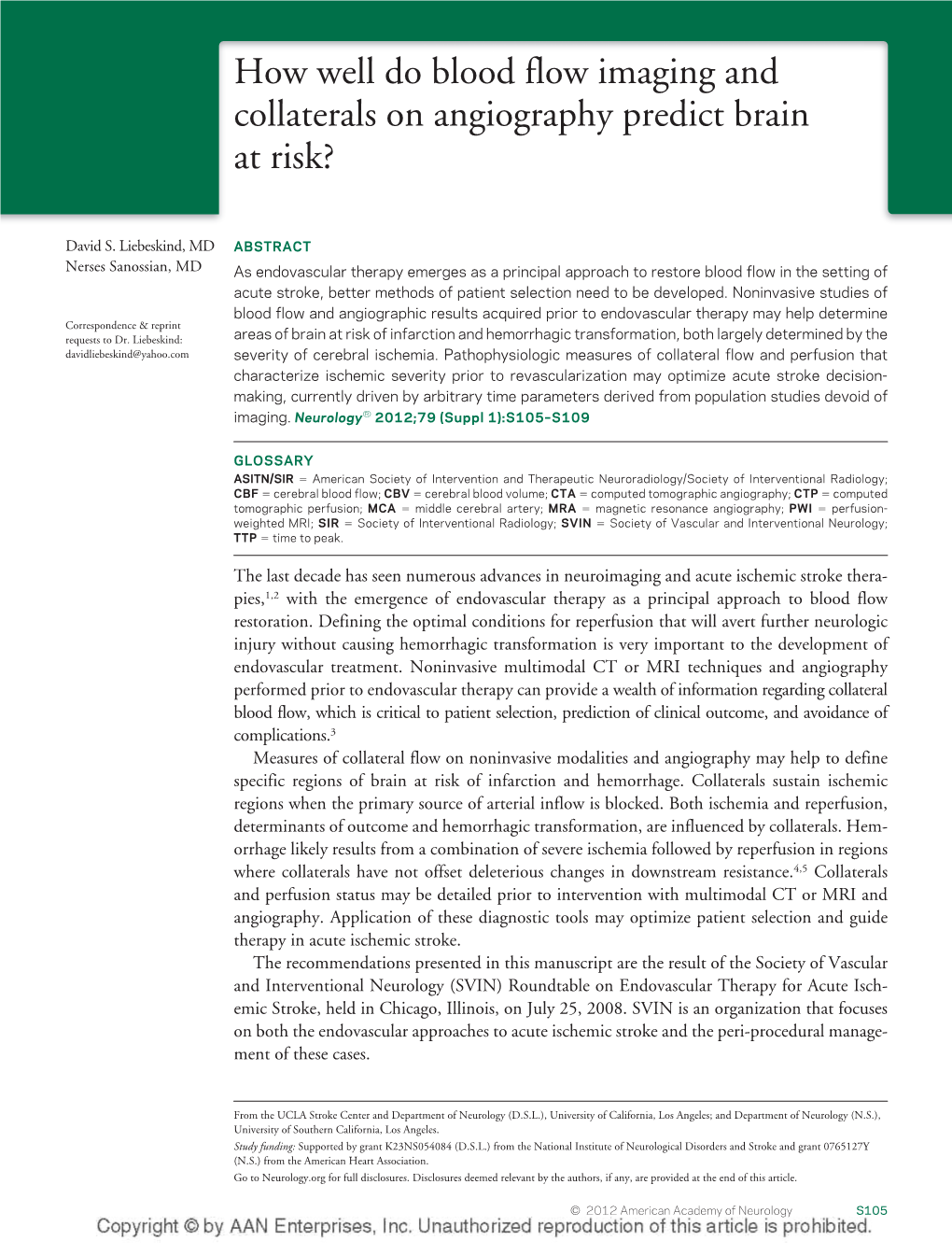 How Well Do Blood Flow Imaging and Collaterals on Angiography Predict Brain at Risk?