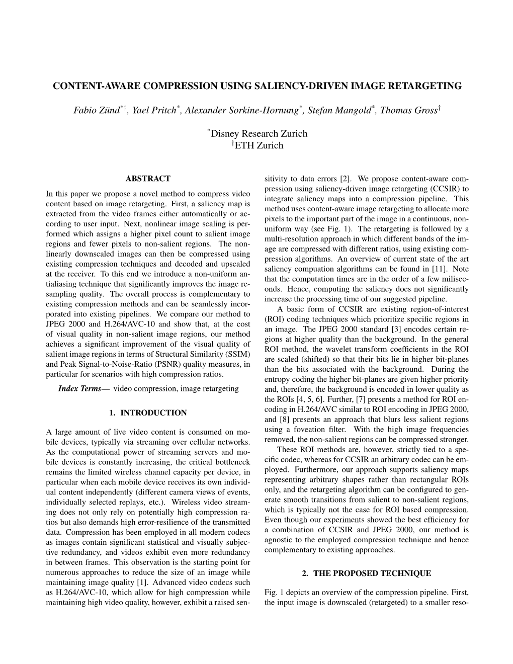 Content-Aware Compression Using Saliency-Driven Image Retargeting