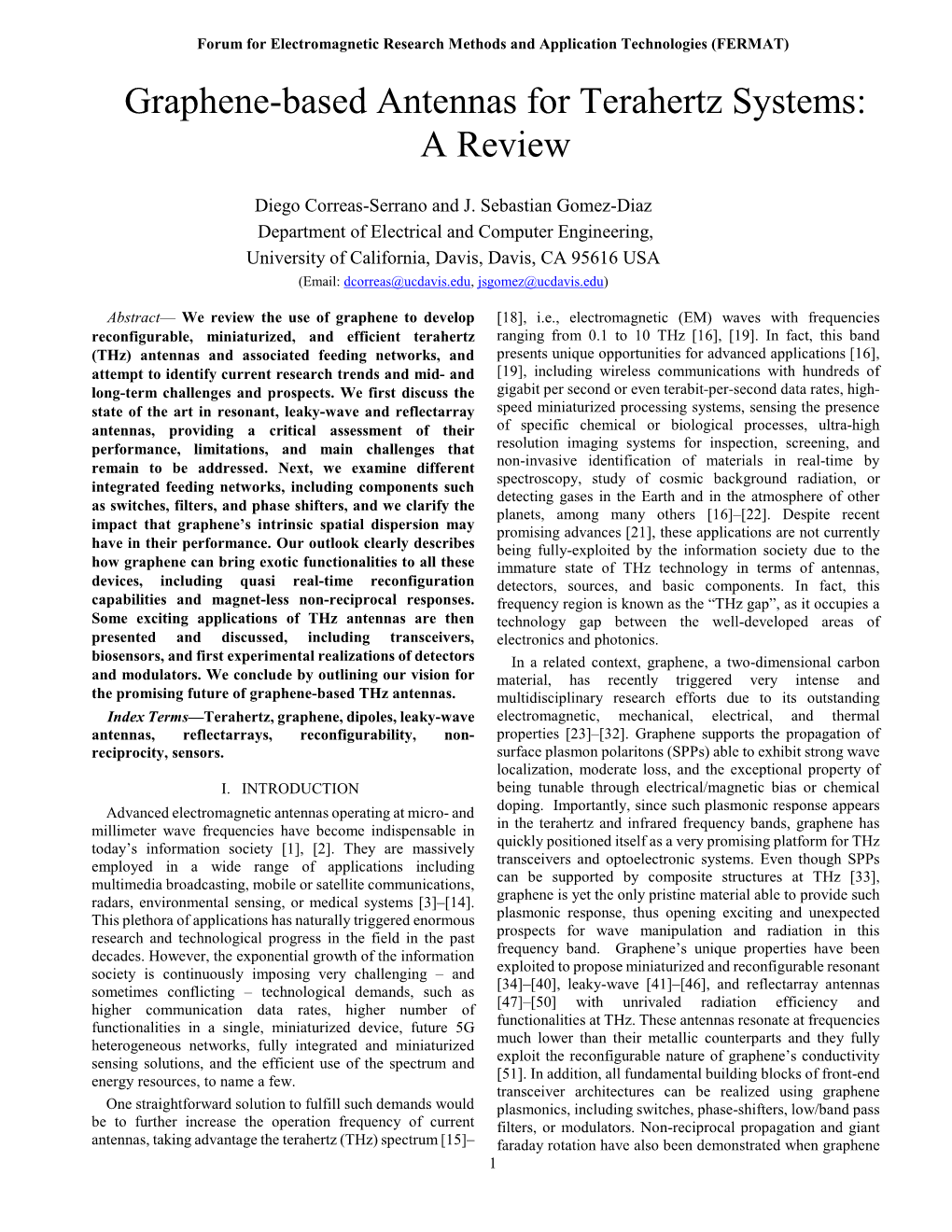 Graphene-Based Antennas for Terahertz Systems: a Review