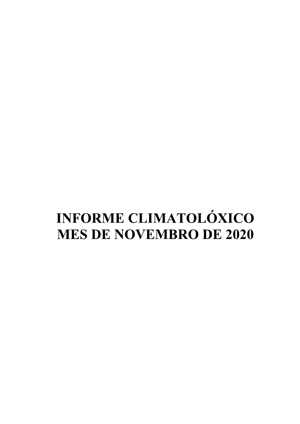 Informe Climatolóxico Mes De Novembro De 2020