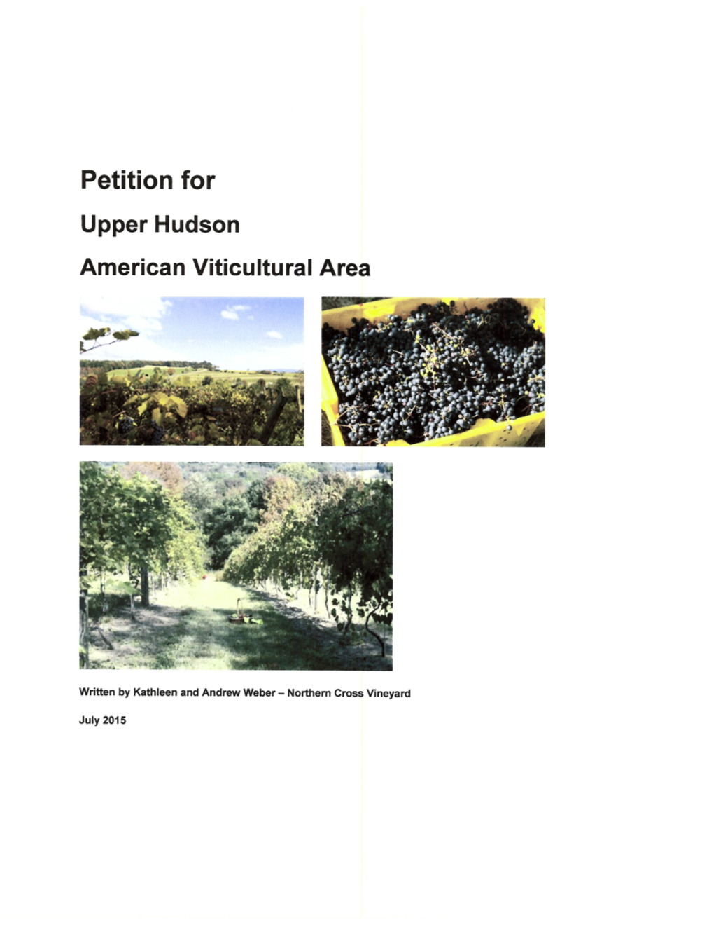 Petition for Upper Hudson American Viticultural Area