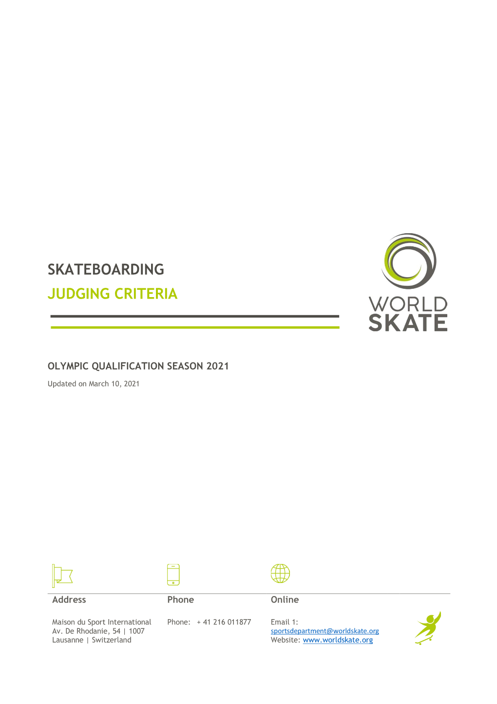 Skateboarding Judging Criteria 2021