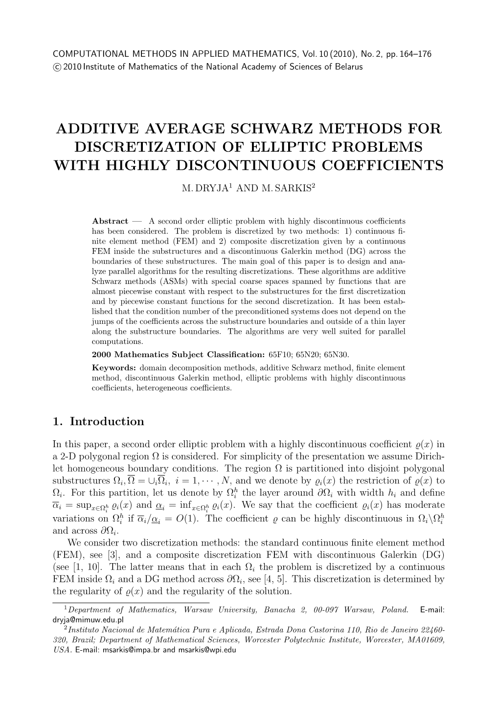 Additive Average Schwarz Methods for Discretization of Elliptic Problems with Highly Discontinuous Coefficients