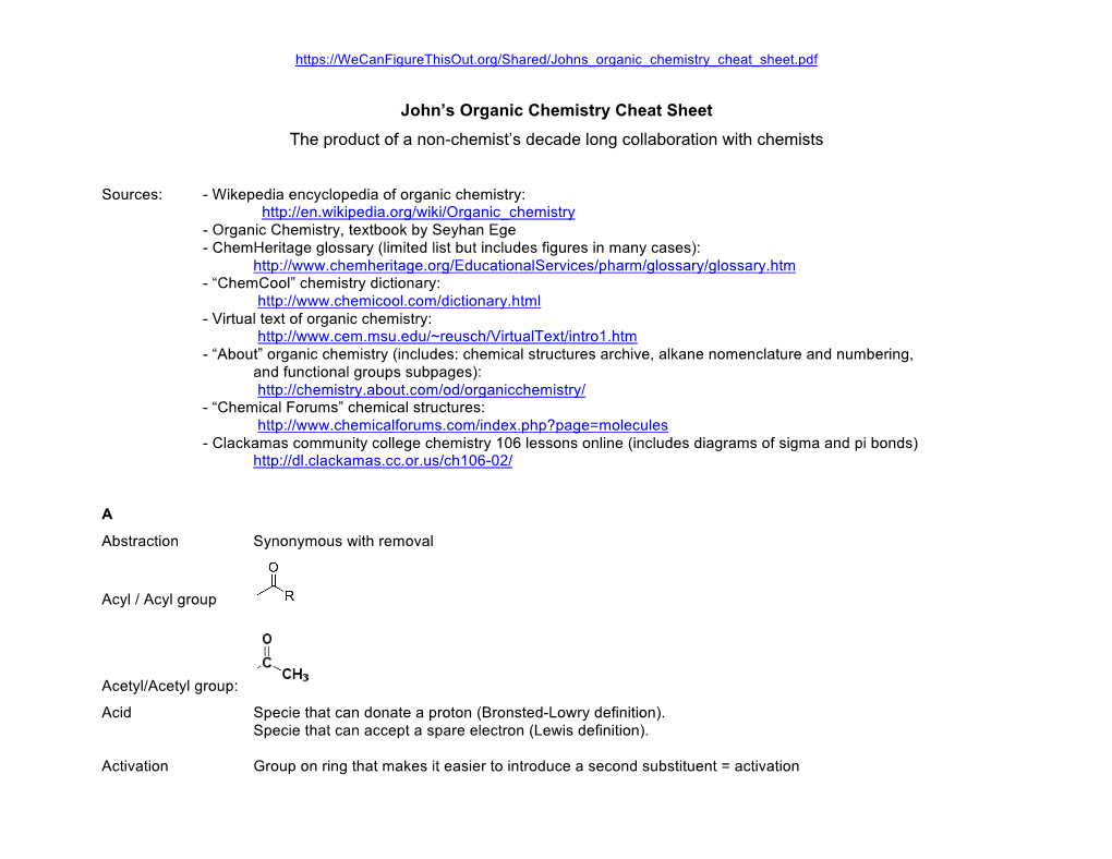 Johns Organic Chemistry Cheat Sheet