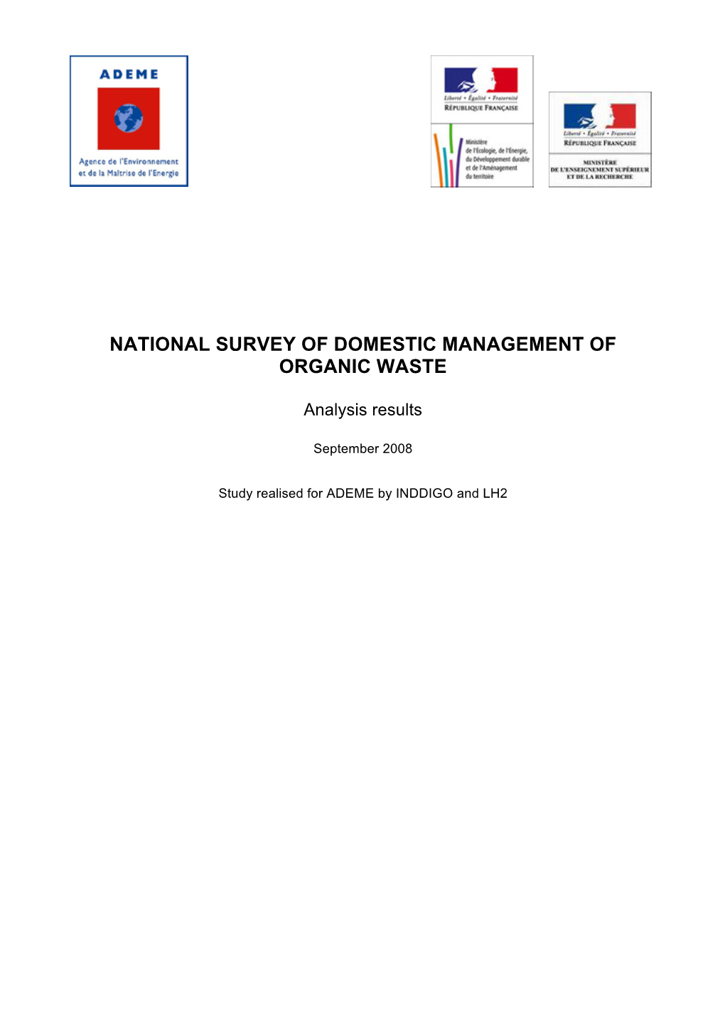 National Survey of Domestic Management of Organic Waste