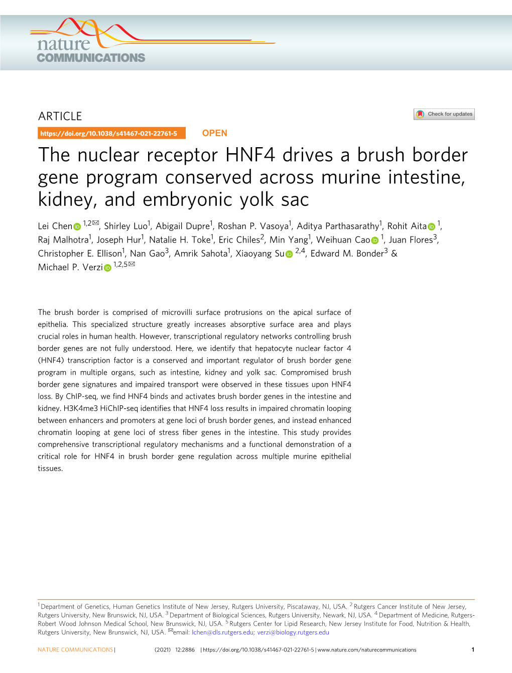 The Nuclear Receptor HNF4 Drives a Brush Border Gene Program Conserved Across Murine Intestine, Kidney, and Embryonic Yolk