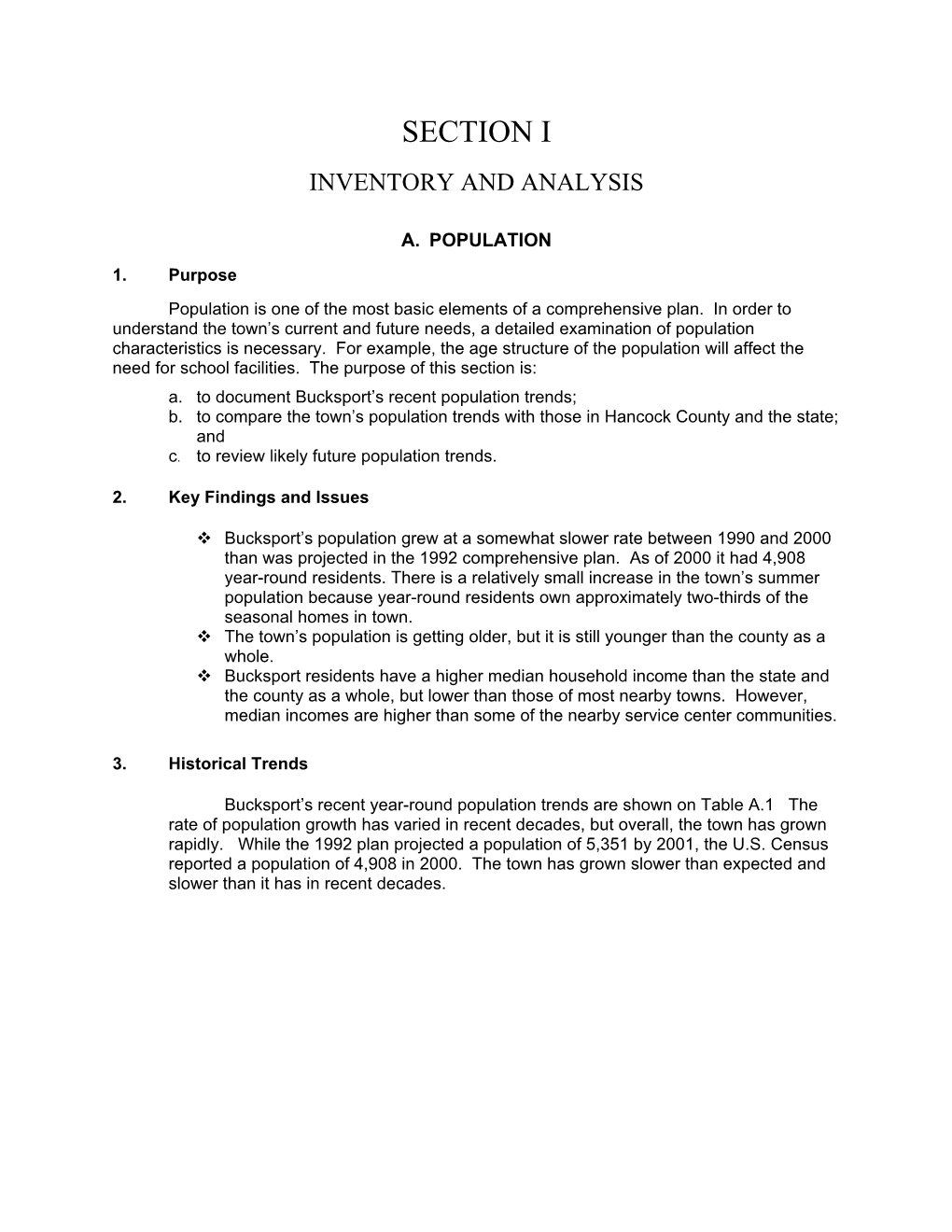 Section I Inventory and Analysis