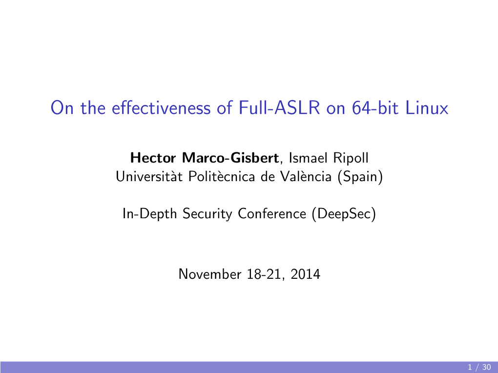 On the Effectiveness of Full-ASLR on 64-Bit Linux