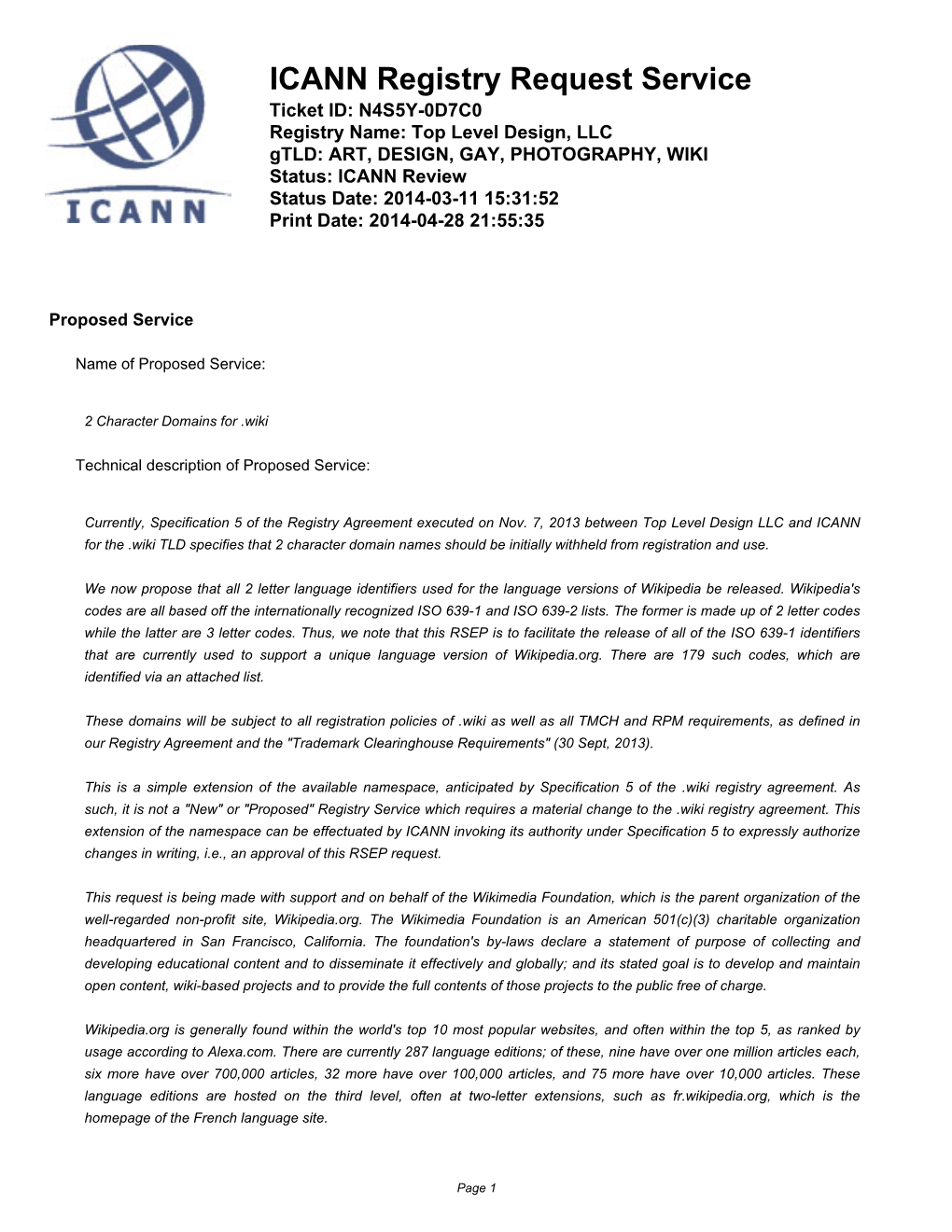 ICANN Registry Request Service