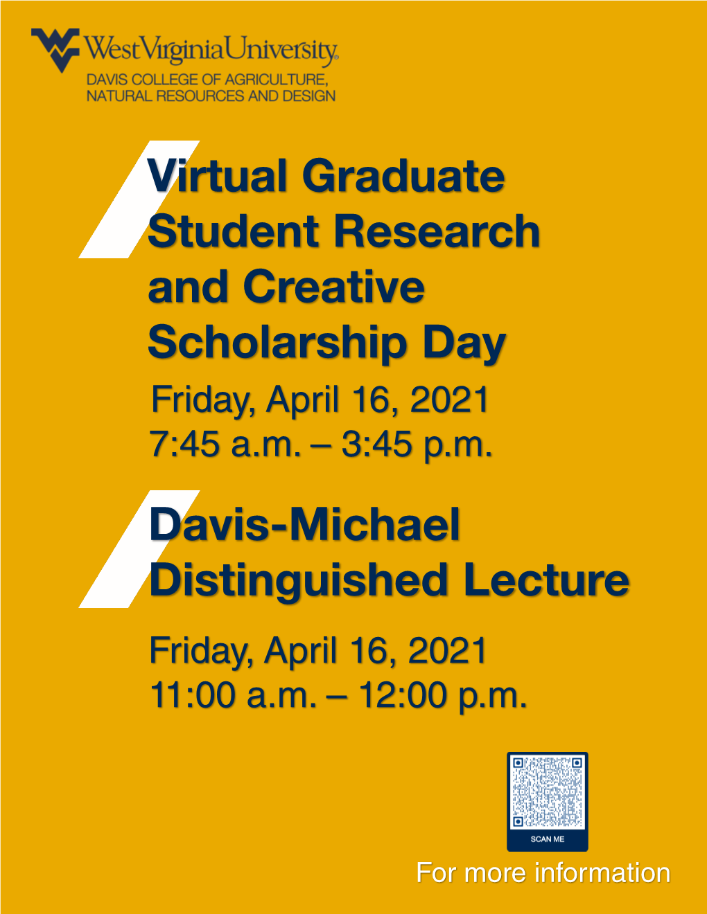 Virtual Graduate Student Research and Creative Scholarship Day Friday, April 16, 2021 7:45 A.M