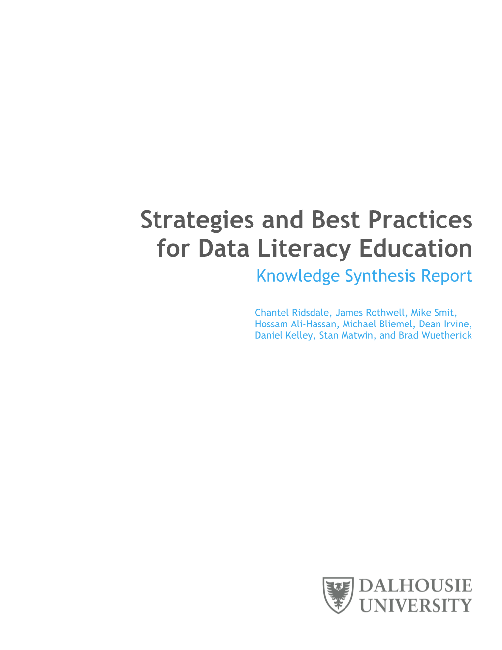 Strategies and Best Practices for Data Literacy Education Knowledge Synthesis Report