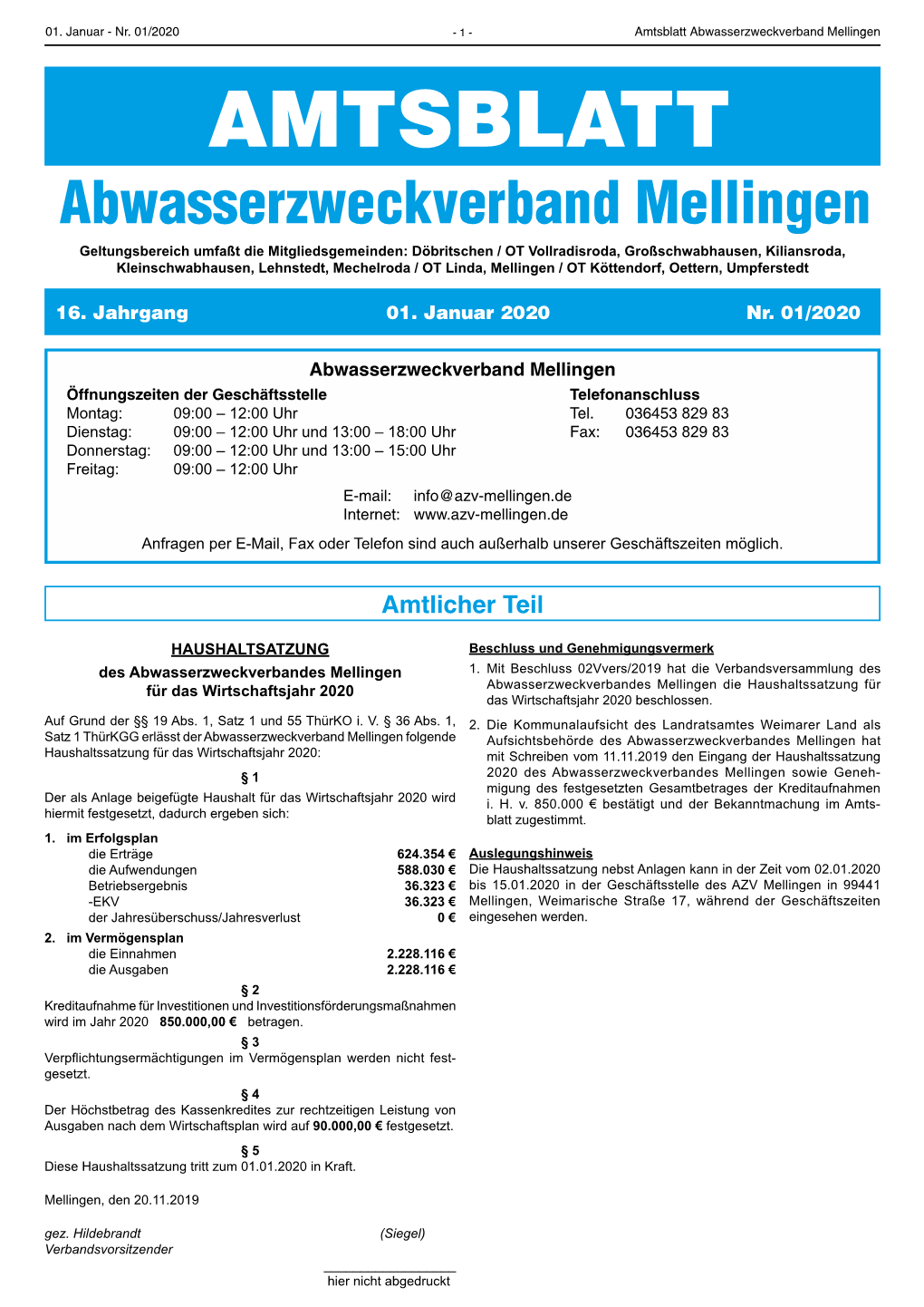 Amtsblatt Nr. 01 2020