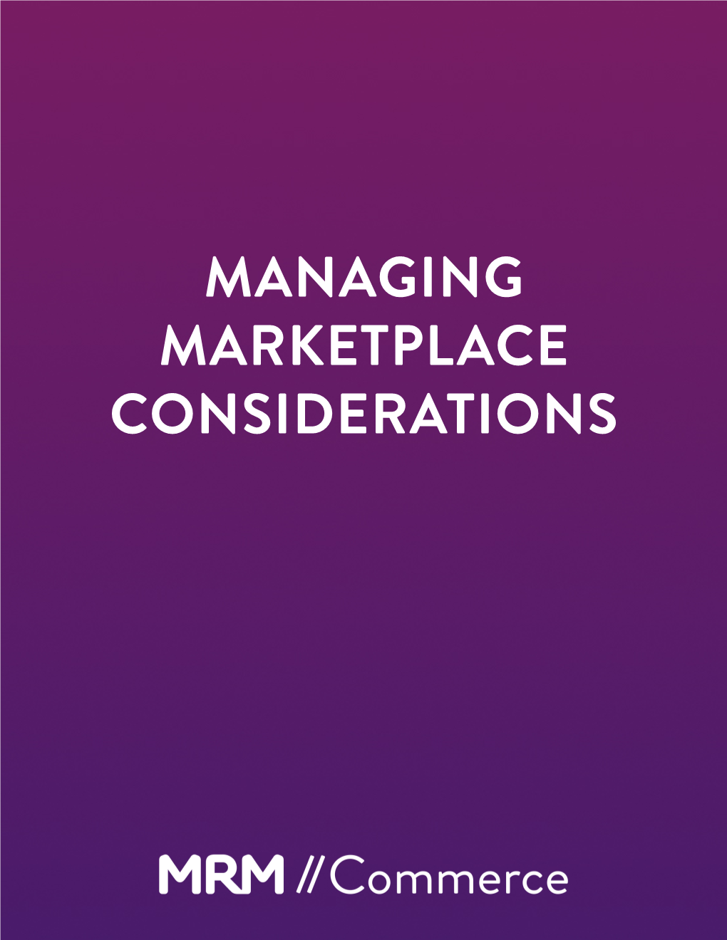 Managing Marketplace Considerations