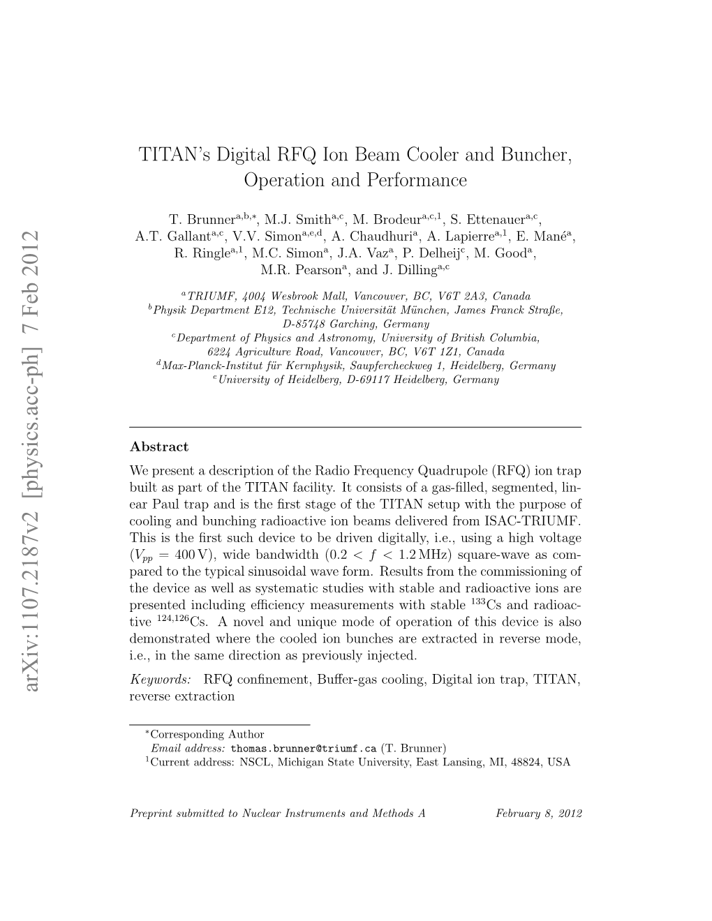 TITAN's Digital RFQ Ion Beam Cooler and Buncher, Operation And