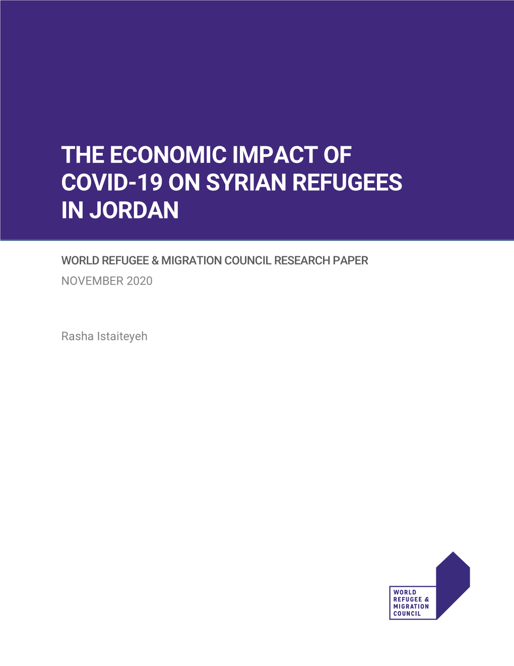 The Economic Impact of COVID-19 on Syrian Refugees in Jordan