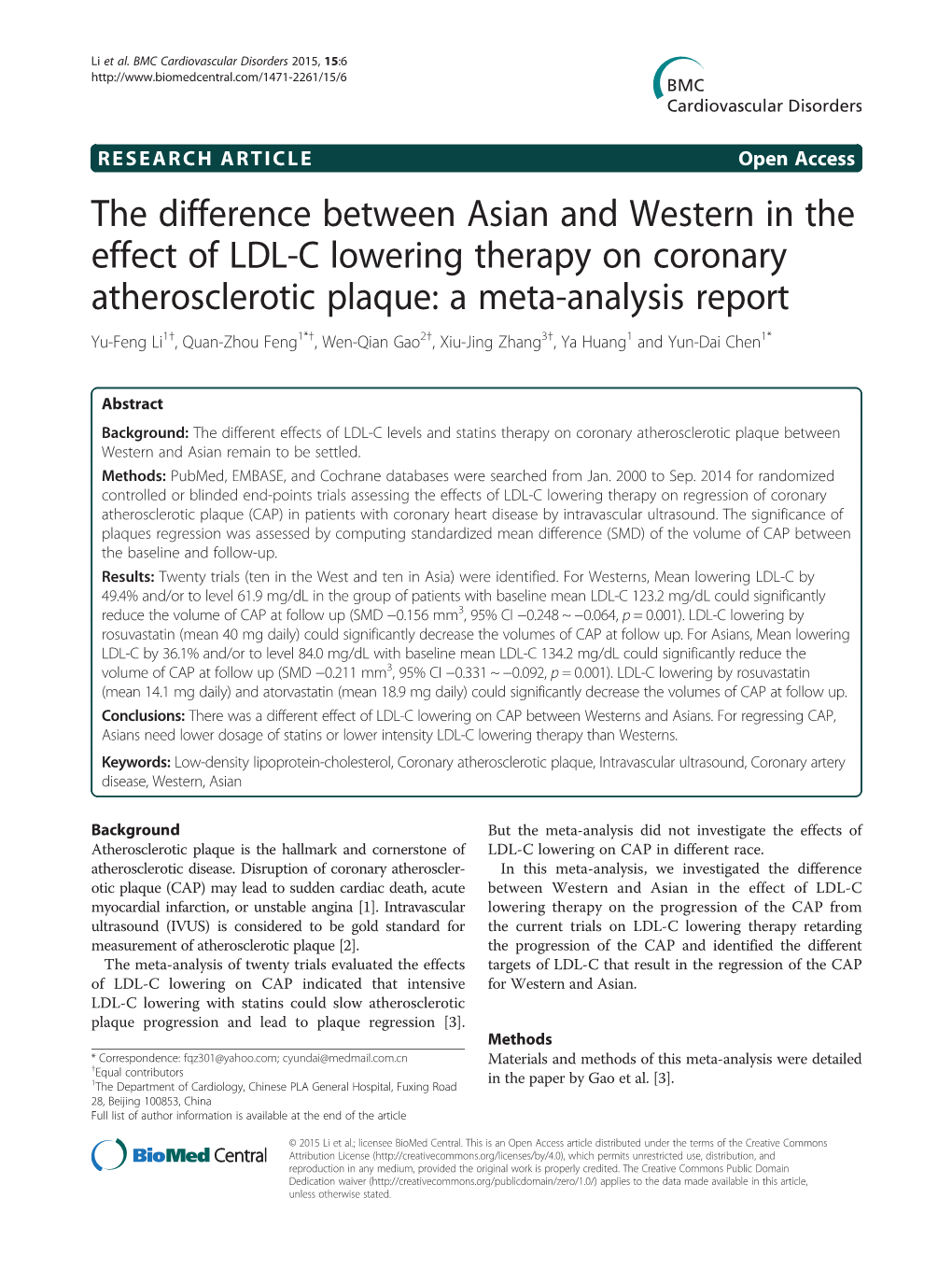 The Difference Between Asian and Western in the Effect of LDL-C