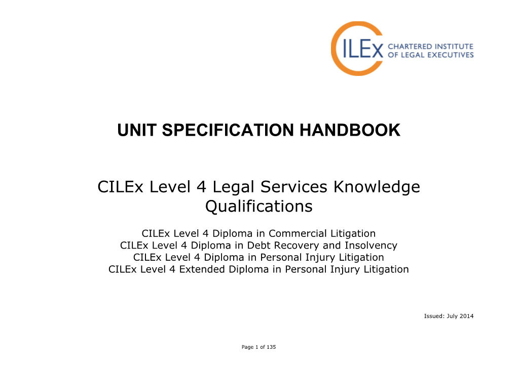 Unit Specification Handbook