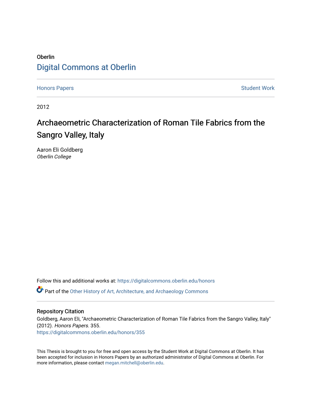 Archaeometric Characterization of Roman Tile Fabrics from the Sangro Valley, Italy