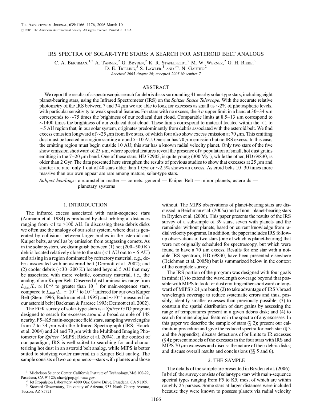 Irs Spectra of Solar-Type Stars: a Search for Asteroid Belt Analogs C