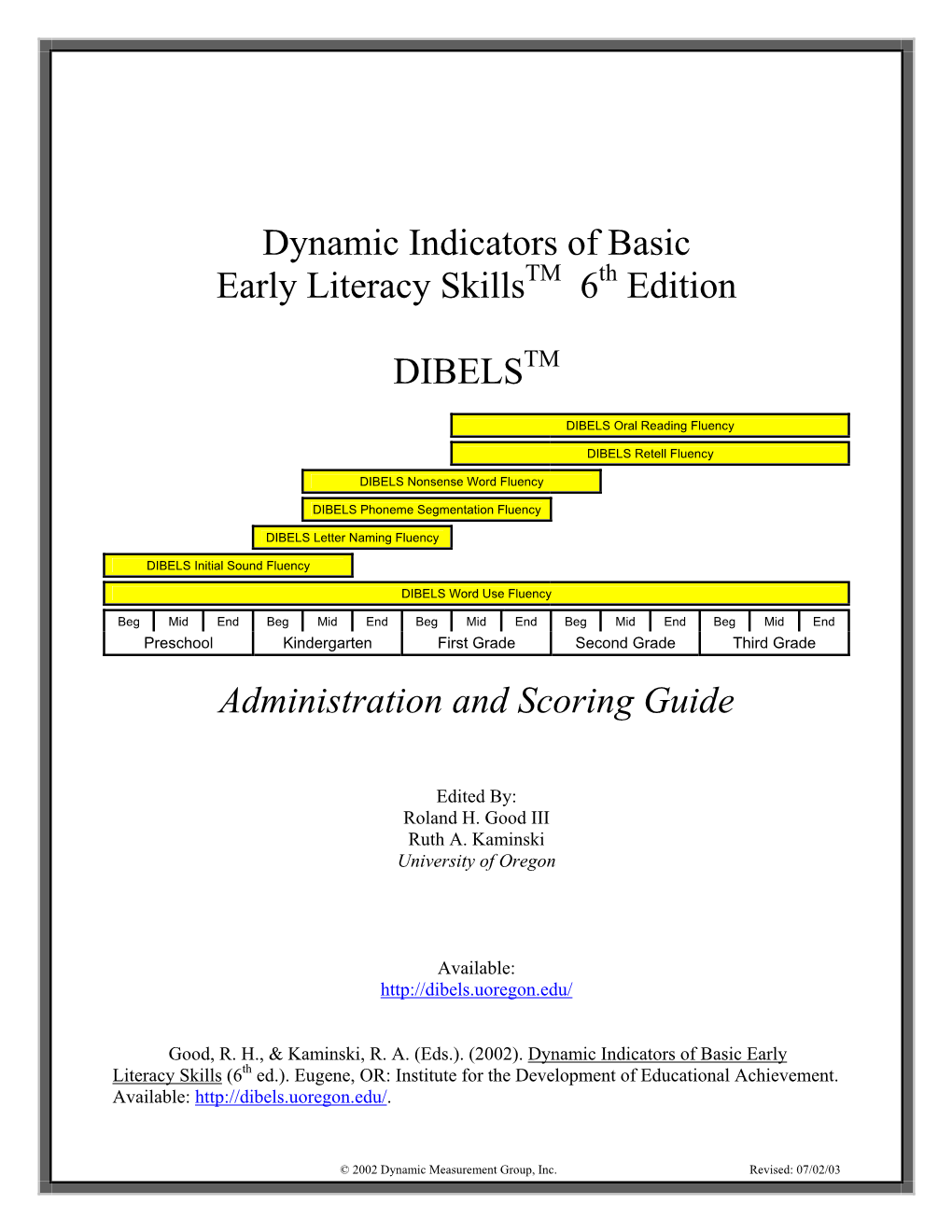 DIBELS Administration and Scoring Guide