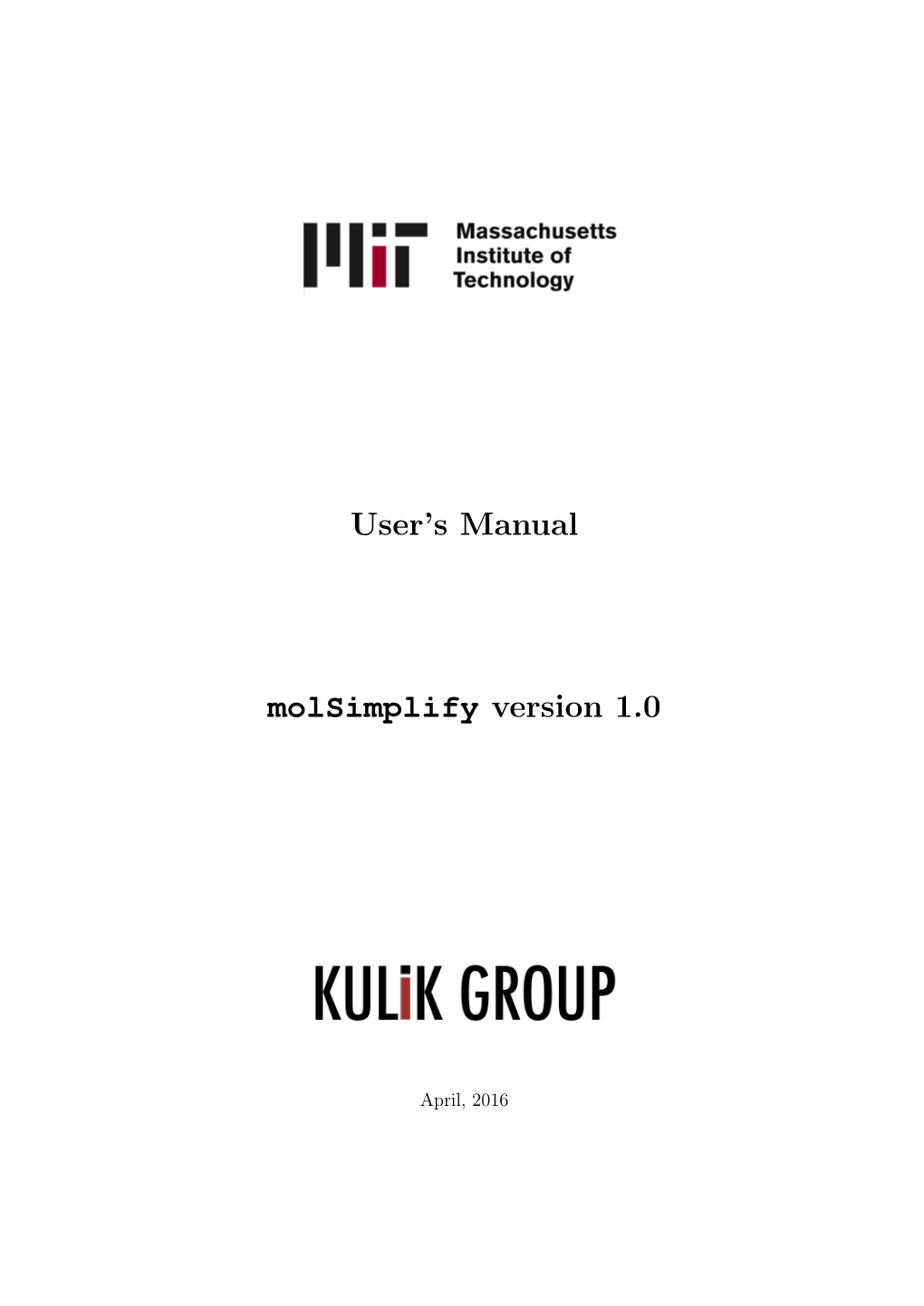 User's Manual Molsimplify Version