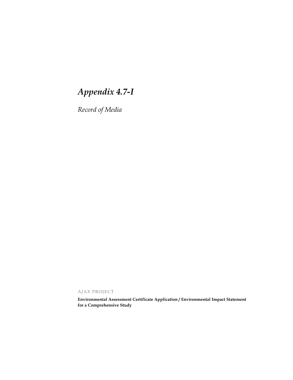 Appendix 4.7-I