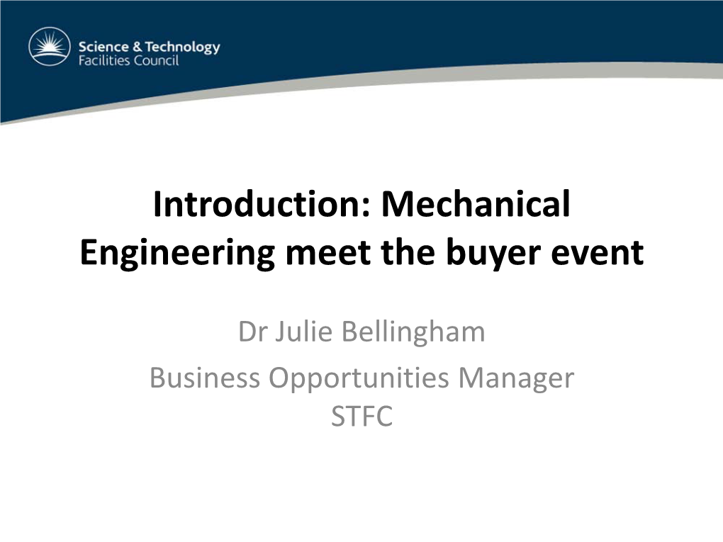 Introduction: Mechanical Engineering Meet the Buyer Event