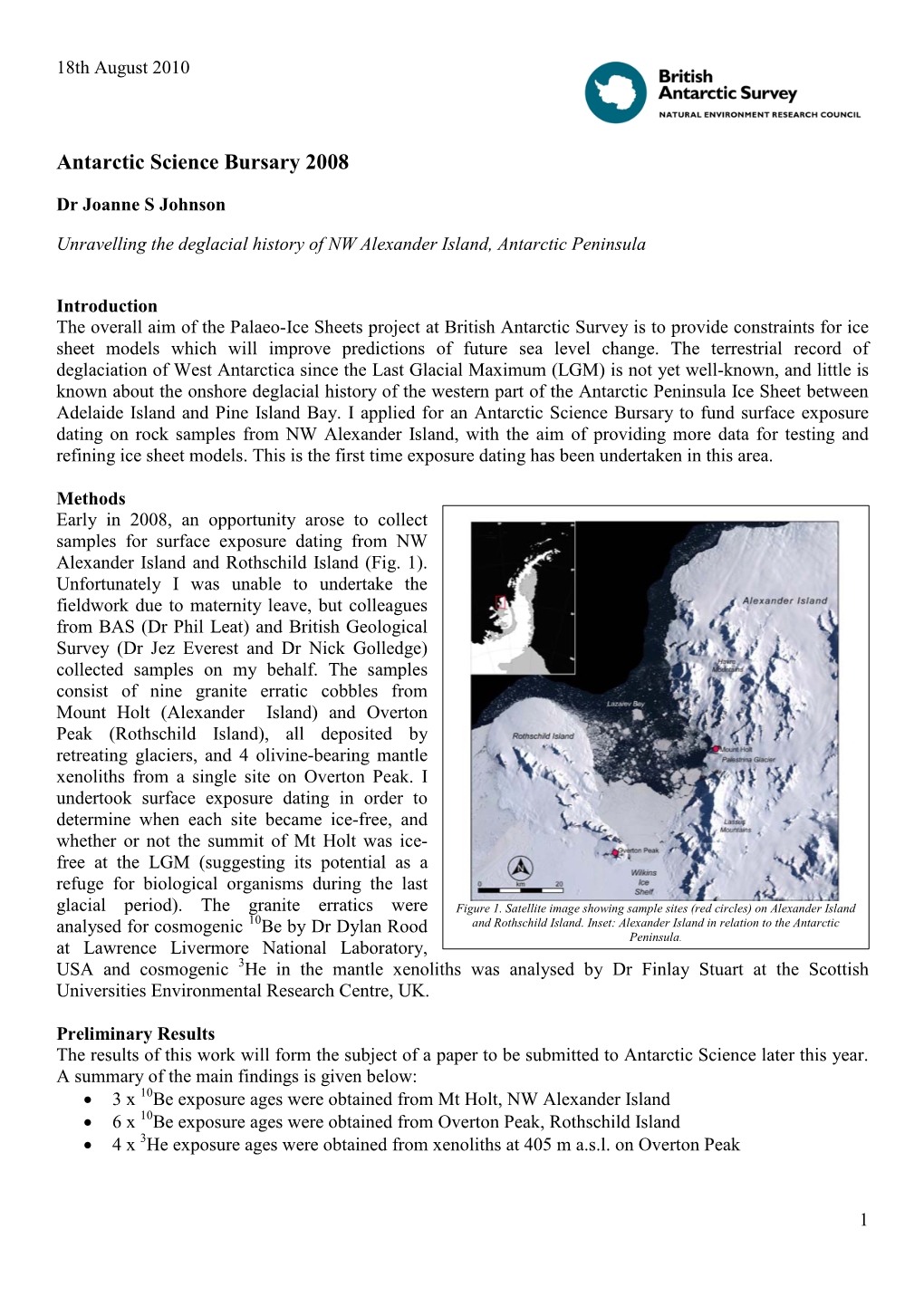 Antarctic Science Bursary 2008