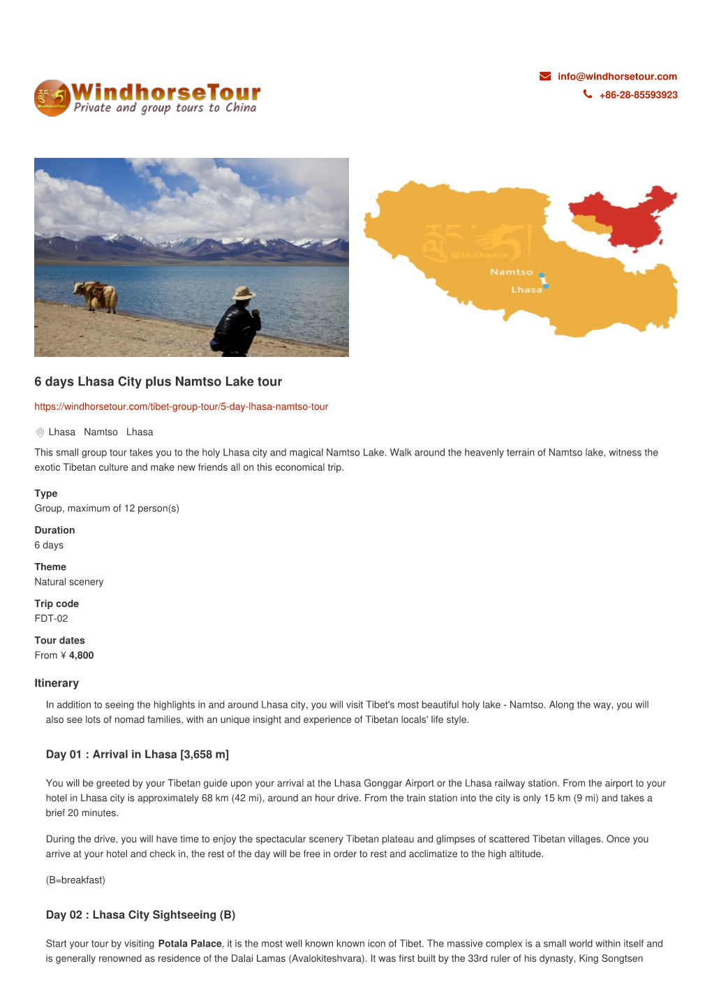 6 Days Lhasa City Plus Namtso Lake Tour