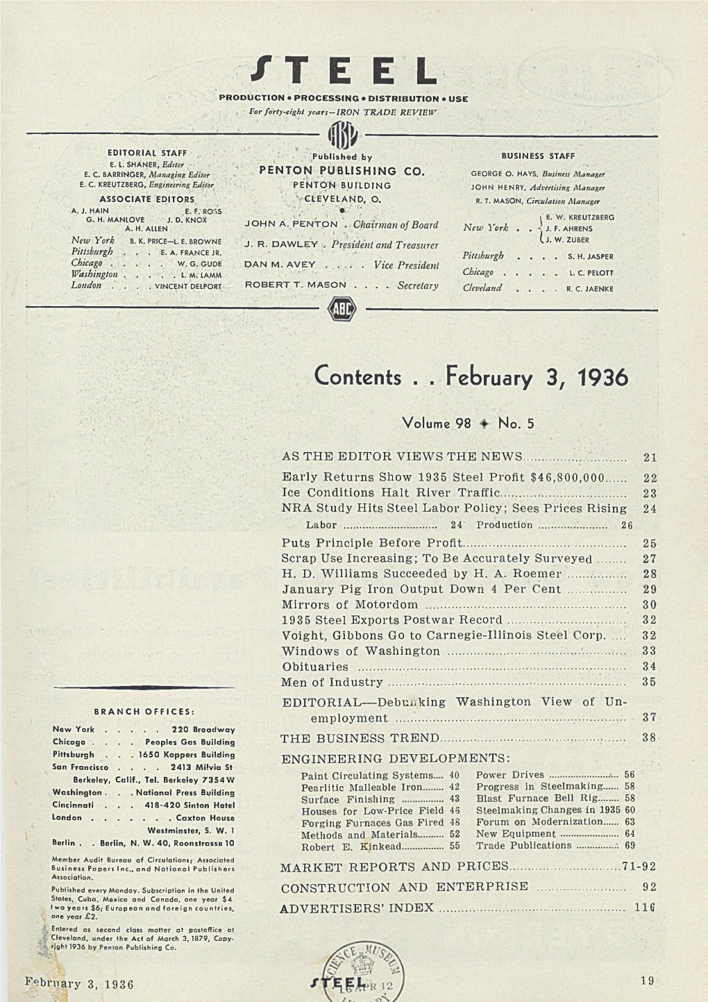 T E E L Contents . . February 3, 1936