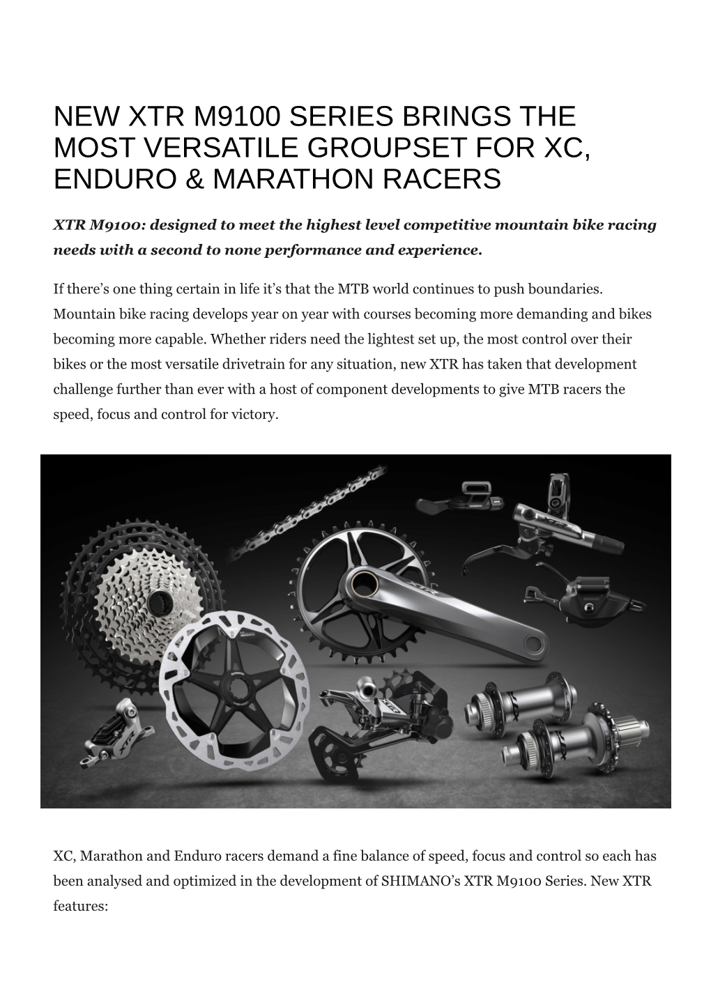 New Xtr M9100 Series Brings the Most Versatile Groupset for Xc, Enduro & Marathon Racers