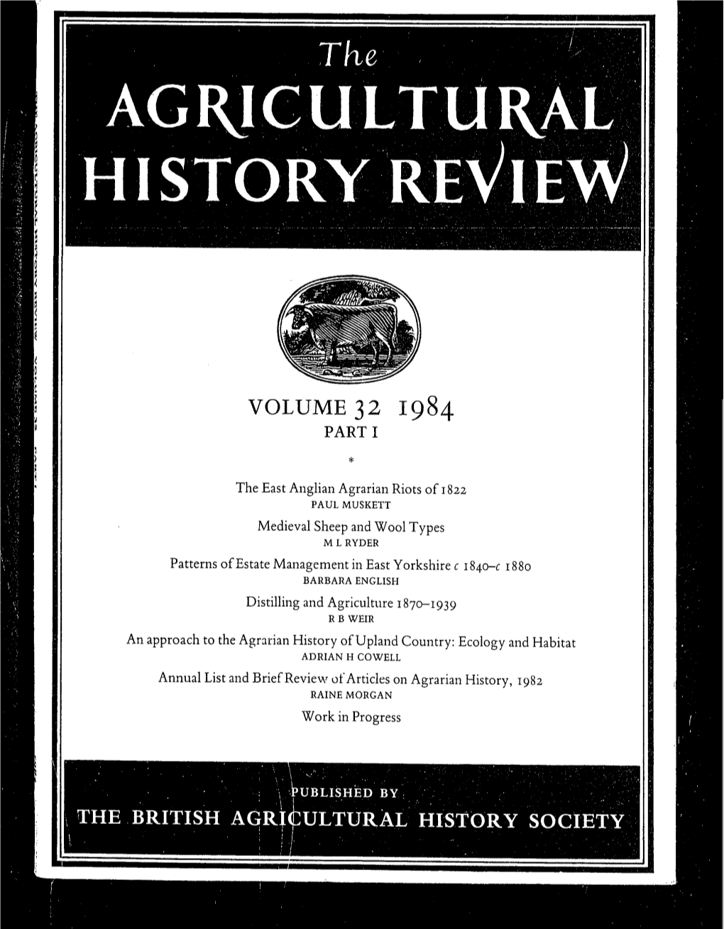 Agricultural History Review Volume 32 Part I 1984