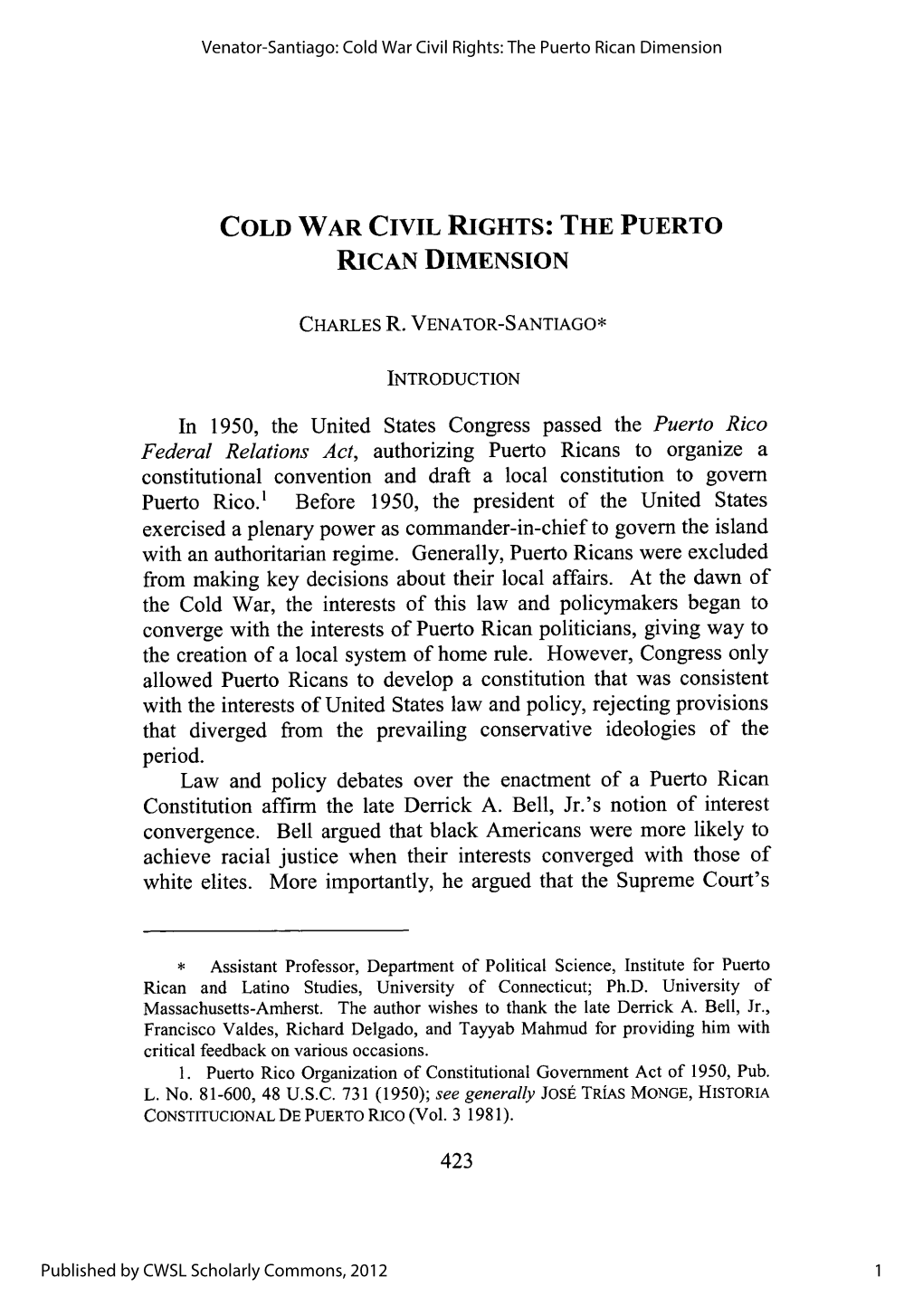 Cold War Civil Rights: the Puerto Rican Dimension