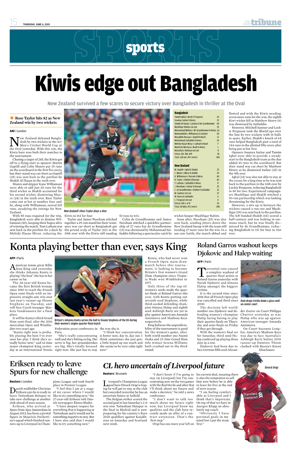 Sports Kiwis Edge out Bangladesh New Zealand Survived a Few Scares to Secure Victory Over Bangladesh in Thriller at the Oval