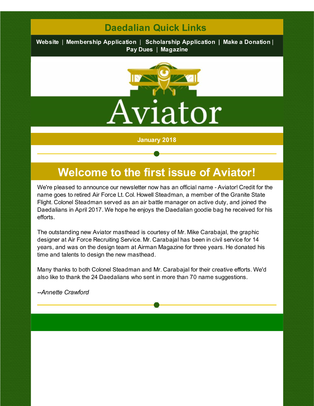 The First Issue of Aviator!