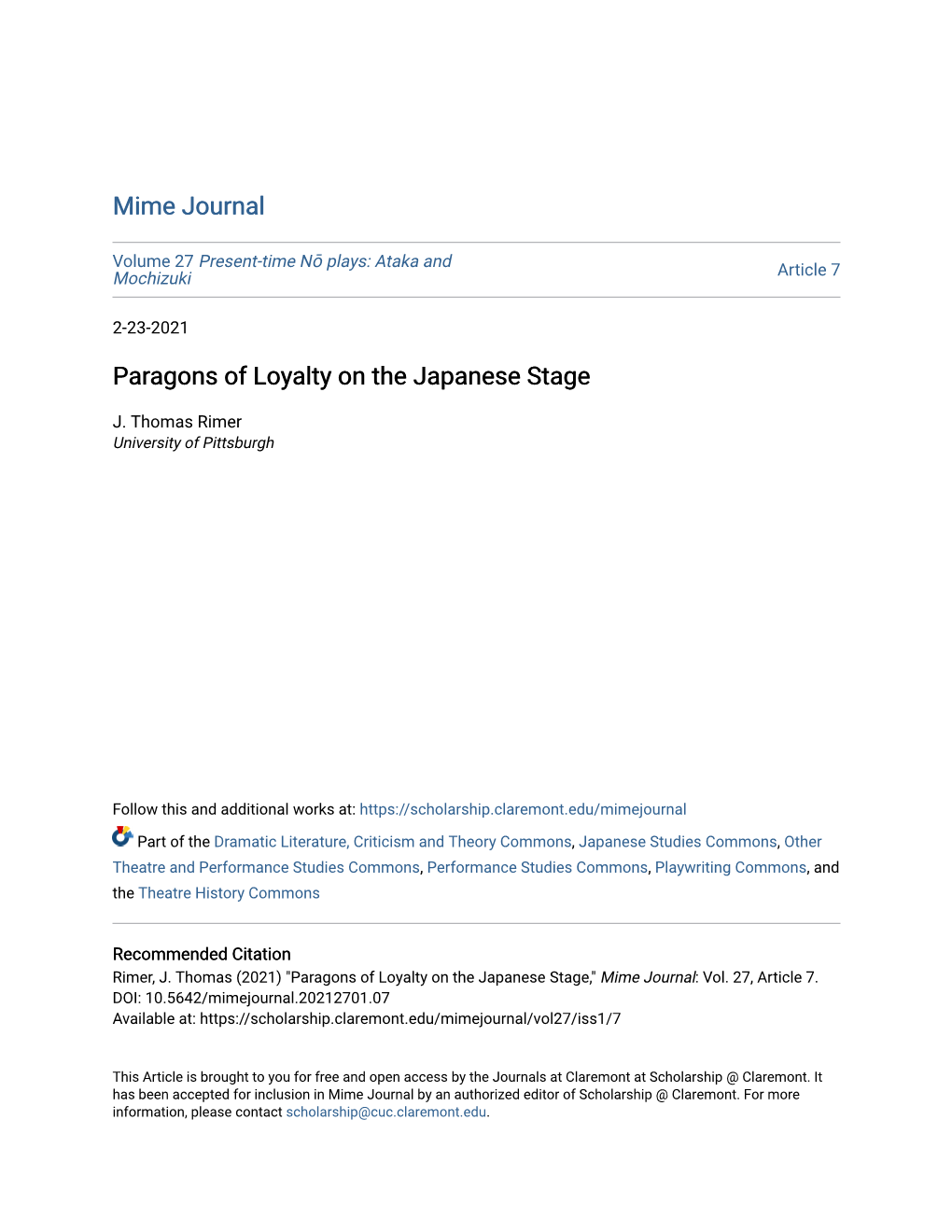 Paragons of Loyalty on the Japanese Stage