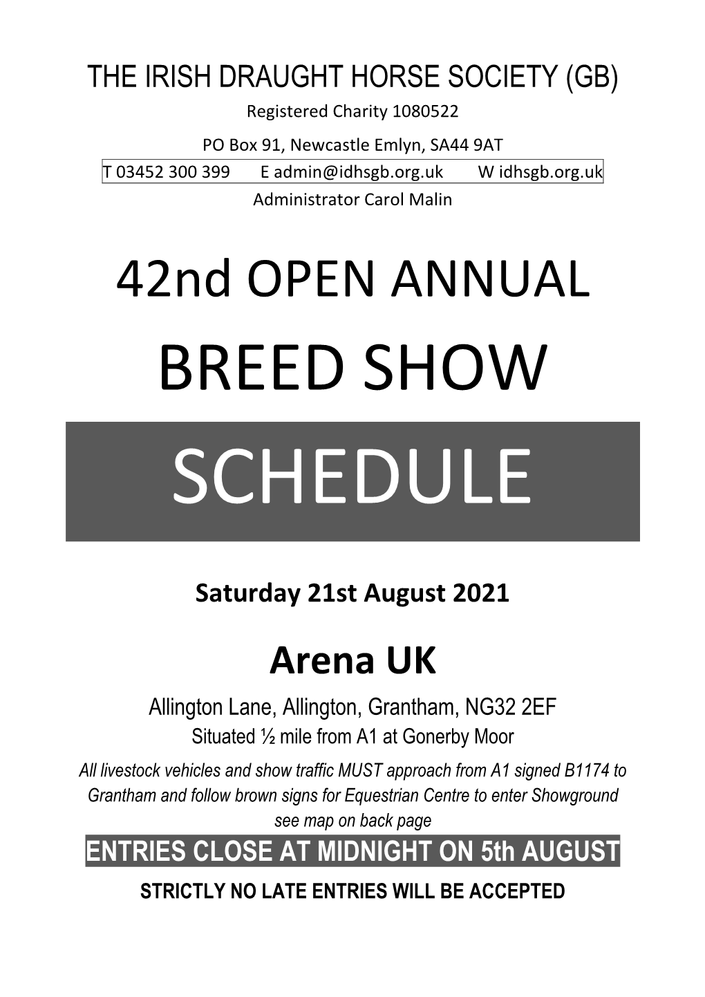 Breed Show Schedule