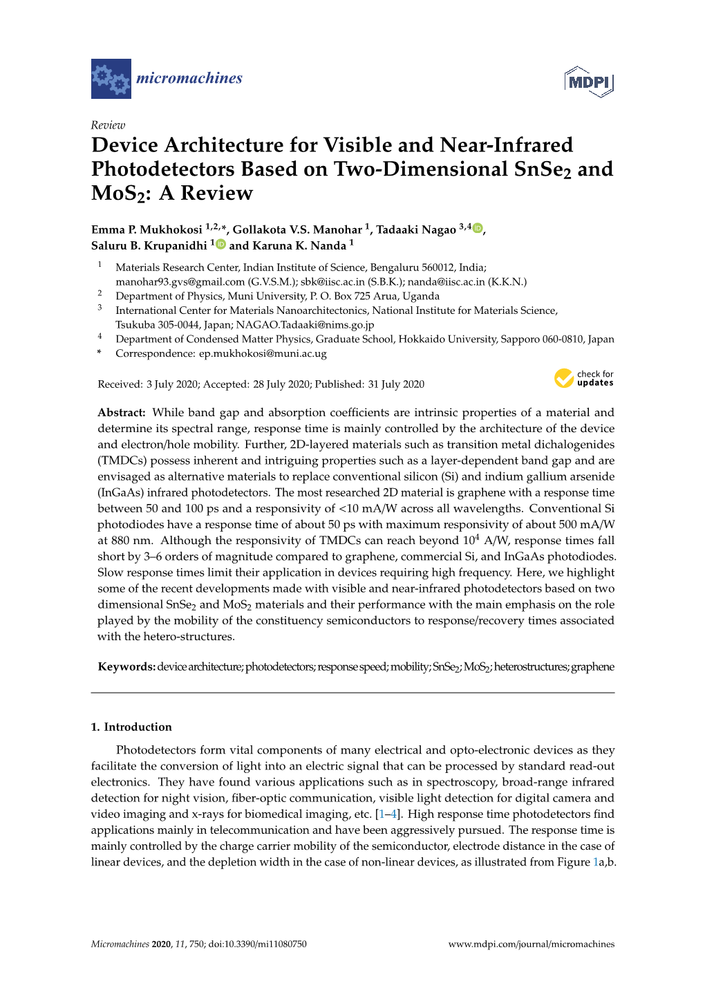 Device Architecture for Visible and Near-Infrared Photodetectors Based on Two-Dimensional Snse2 and Mos2: a Review