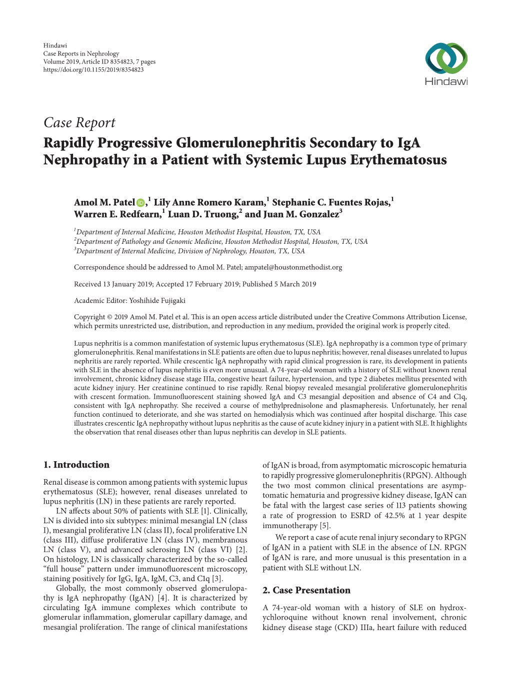 Rapidly Progressive Glomerulonephritis Secondary to Iga Nephropathy in a Patient with Systemic Lupus Erythematosus