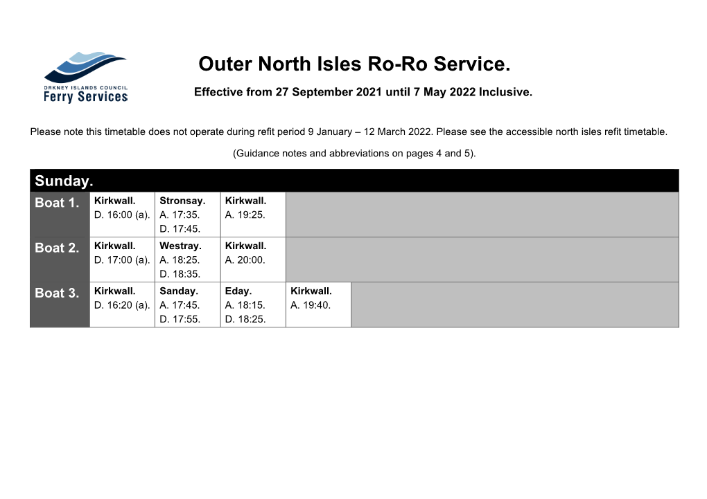 Outer North Isles Ro-Ro Service