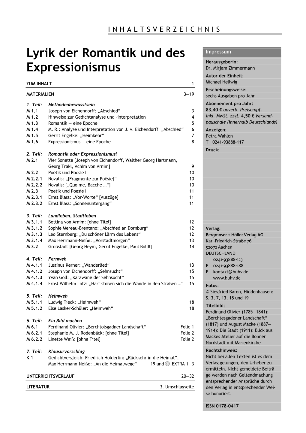 Lyrik Der Romantik Und Des Expressionismus